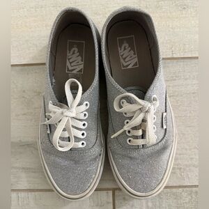 Vans Silver Glitter Lace Up Shies, Men’s size 6.5 Women’s size 8